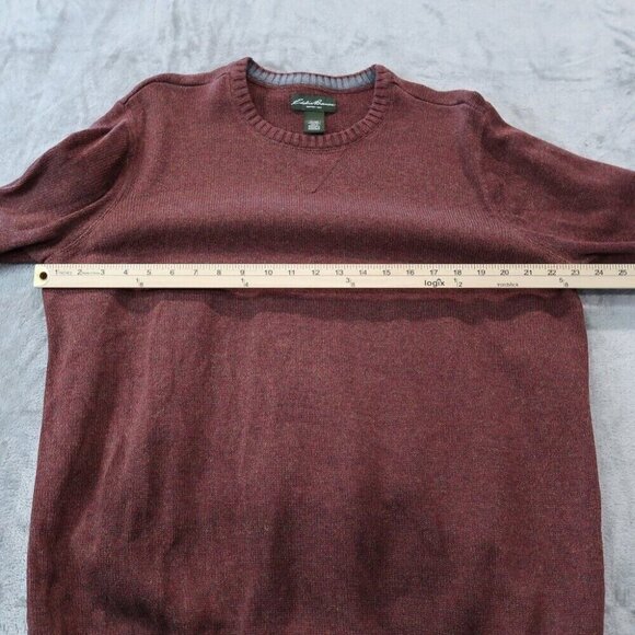 Eddie Bauer Sweater Mens Red Extra Large Knit Cardigan Crewneck Pullover Cotton - Picture 11 of 13